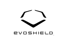 A black and white logo of evoshield