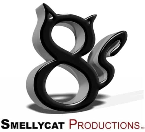Smelly Cat Productions Logo and Wording in Black on White Background