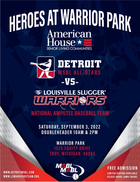 A poster for the detroit baseball all-stars and louisville slugger warriors.