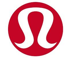 A red and white logo of lululemon.