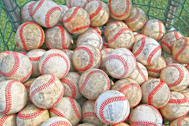 Used Muddy Dirty Baseball Balls in a Bin